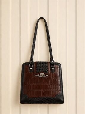 Marc Chantal Women's Brown and Black Croc-Embossed HandBag
